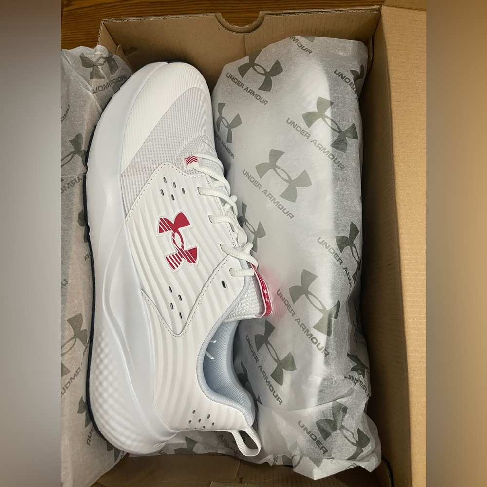 Under Armour Men’s Charged Commit Trainer 4 Sneaker White/Gray/Red Size 14 - Picture 11 of 12
